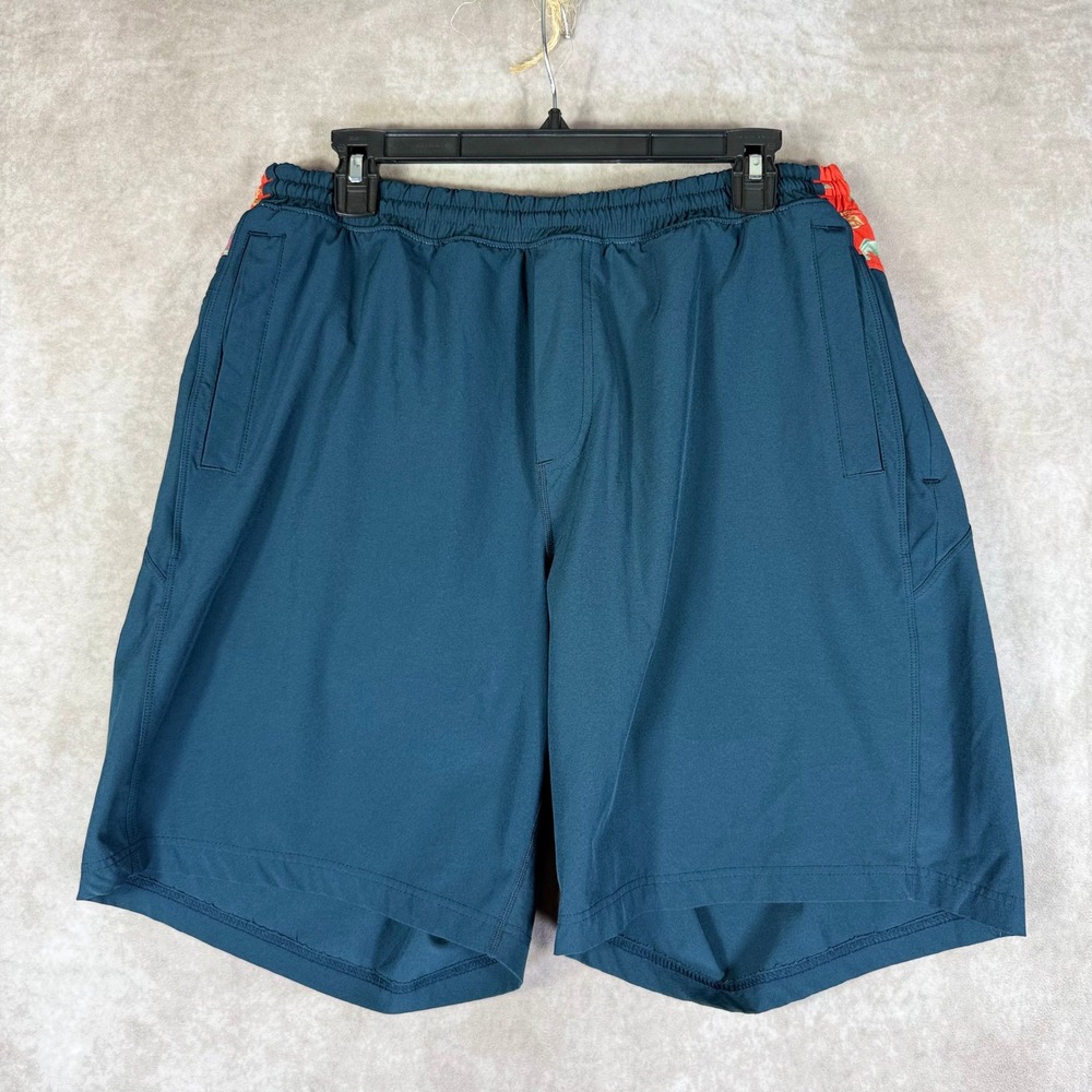 Birddogs Athletic Shorts Men XXL Blue Tropical Parrot Print Lined Long Boomstick